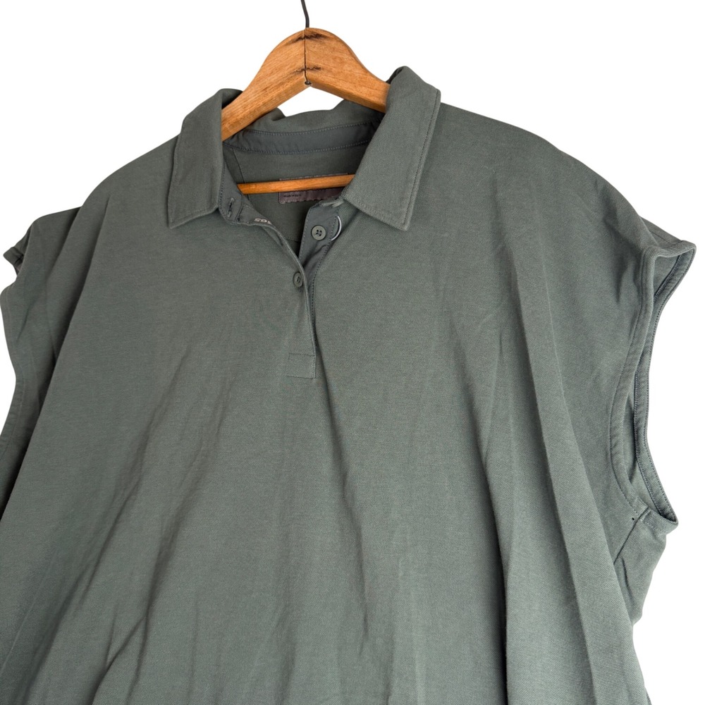 FIGSPRO Sleeveless Polo Shirt Mens XXLarge Sage Green Pique Knit Scrub Top XXL